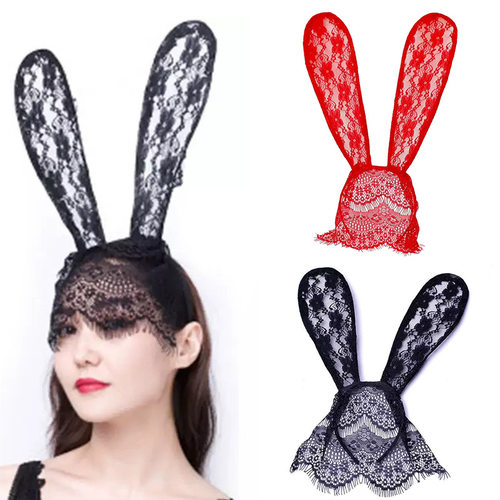 Festive Sexy Lace Veil Rabbit Ears Face Covering Party Prom