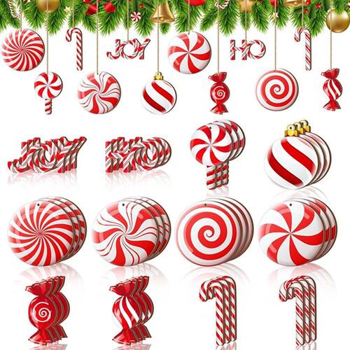 12Pcs Christmas Decoration Woodn Candy Hanging Christmas Tre