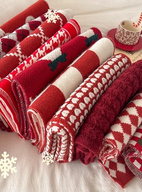 2025 New Angola Red Scarf Women's Winter And Christmas With