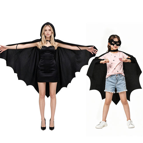 Halloween Bat Draped Set Kids Party Show Cosplay Batman Blac