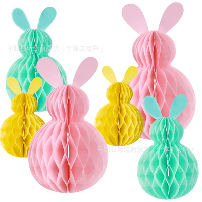 Easter Bunny Honeycomb 3-piece Bunny Pendant Kindergarten Wi