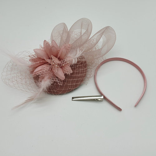 Bow Feather Hairpin Pink Hairband 1920s Prom Accessories Adu