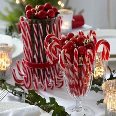 1pack Red White Christmas Crutch Acrylic Lollipop Candy Type
