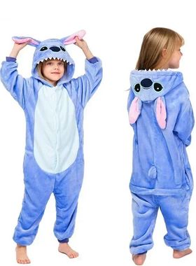 Disney Lilo Stitch Pajamas Children Cartoon Plush Kigurumi O