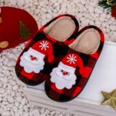 Fluffy Plush Fur Cozy Christmas Claus Slippers Santa Closed
