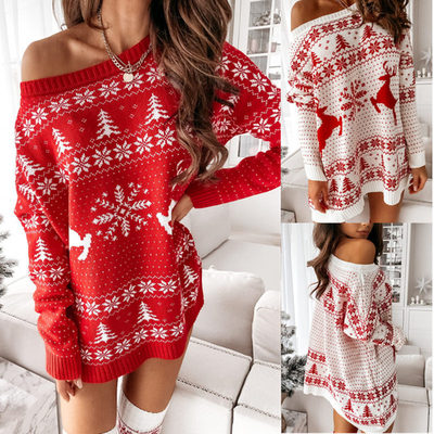 Autumn And Winter Knitted Sweater Women's Christmas Jacquard