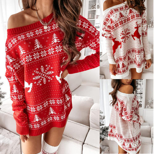 Autumn And Winter Knitted Sweater Women's Christmas Jacquard