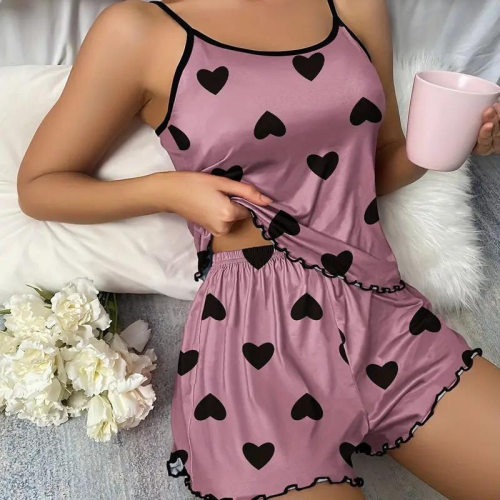 Pajamas With Chest Pad Silk Sexy Suspenders Golden Flower Fi