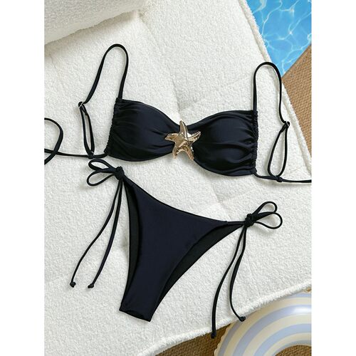 Women's Bikini Set Metal Starfish Swimsuit Tie Side 2 Pieces