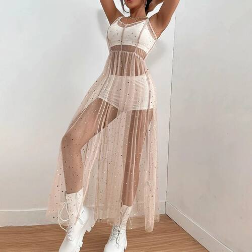 Summer Women Beach Cover Up Sleeveless Square Neck Holiday S