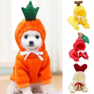 Cute Fruit Dog Clothes for Small Dogs Hoodies Warm Fleece Pe