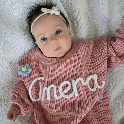 Embroidery Name Color Dots Children Sweater Baby Embroidery