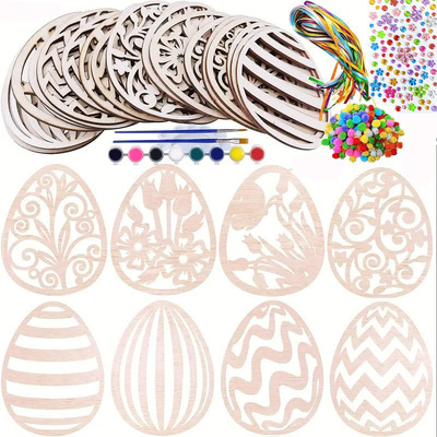 Diy Three-dimensional Easter Egg Rabbit Graffiti Wood Chip C