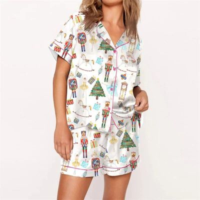 Nutcracker Pajamas Women Christmas Pajama Set Short Sleeve T