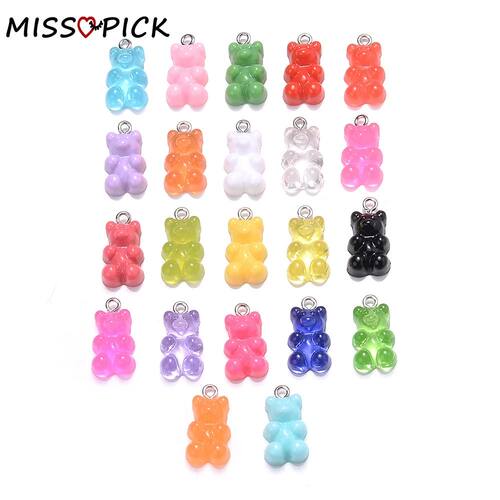 10Pcs 10x20mm Gummy Bear Charms Candy Cute Multicolor Earrin