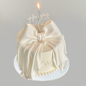 仿真蛋糕模型2025网红流行蜡烛翻糖蝴蝶结生日假蛋糕橱窗样品道具