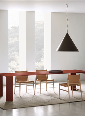 意式极简别墅餐桌Metallico大平层红色金属porro办公桌会议桌