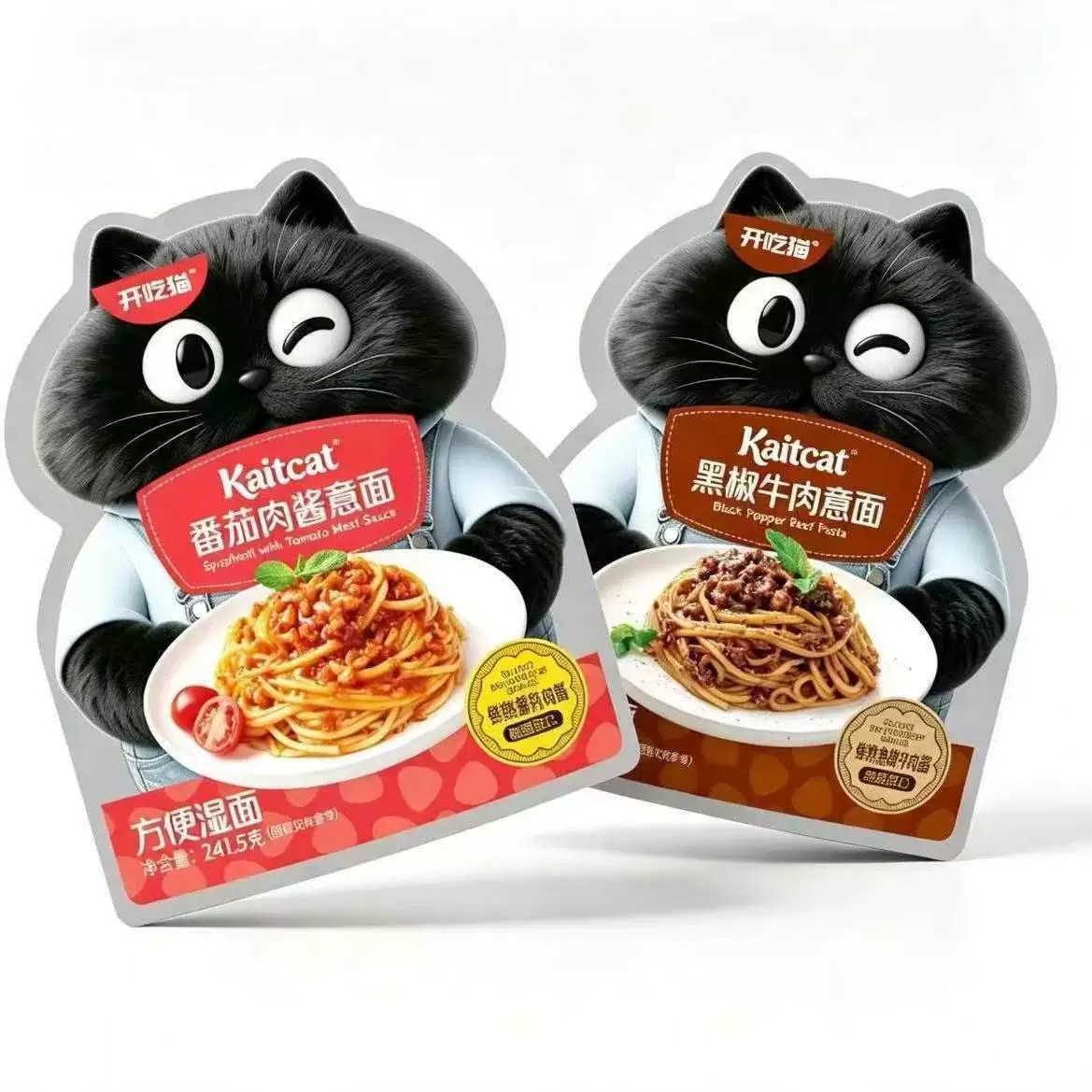 开吃猫意面番茄肉酱黑椒牛肉酱意大利面免煮速食学生营养早餐面