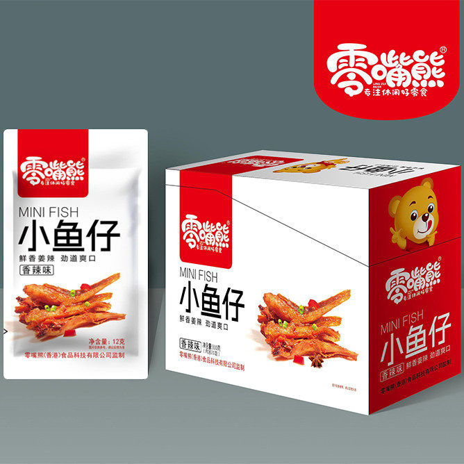 零嘴熊小鱼干香辣鱼仔湖南特产小鱼干下酒菜宿舍追剧零食烧烤山椒