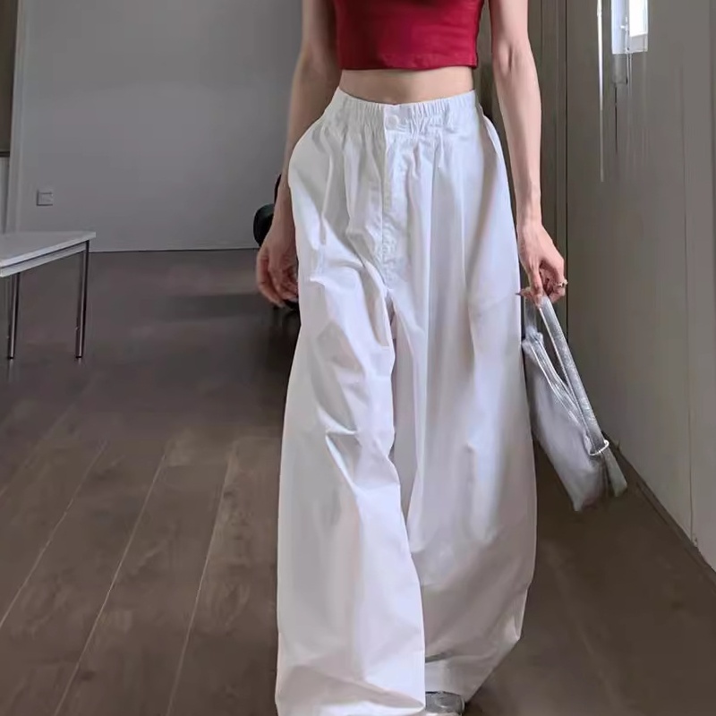 白色休闲阔腿裤女夏季薄款西装裤宽松垂感拖地裤高级感百搭直筒裤