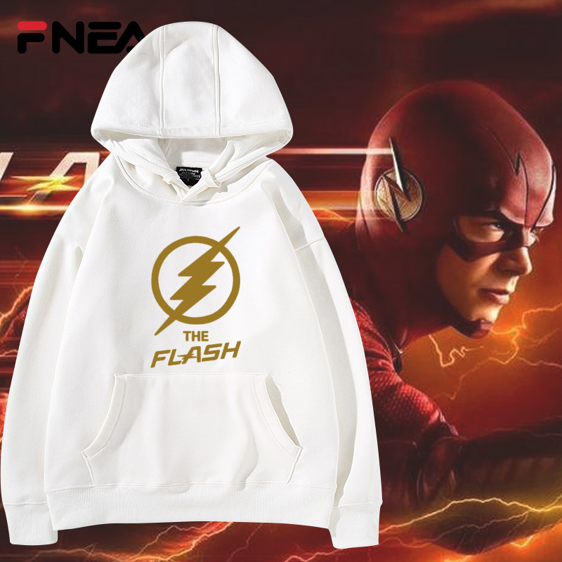 dc漫画英雄闪电侠衣服 the flash秋冬长袖连帽卫衣男女加绒外套潮