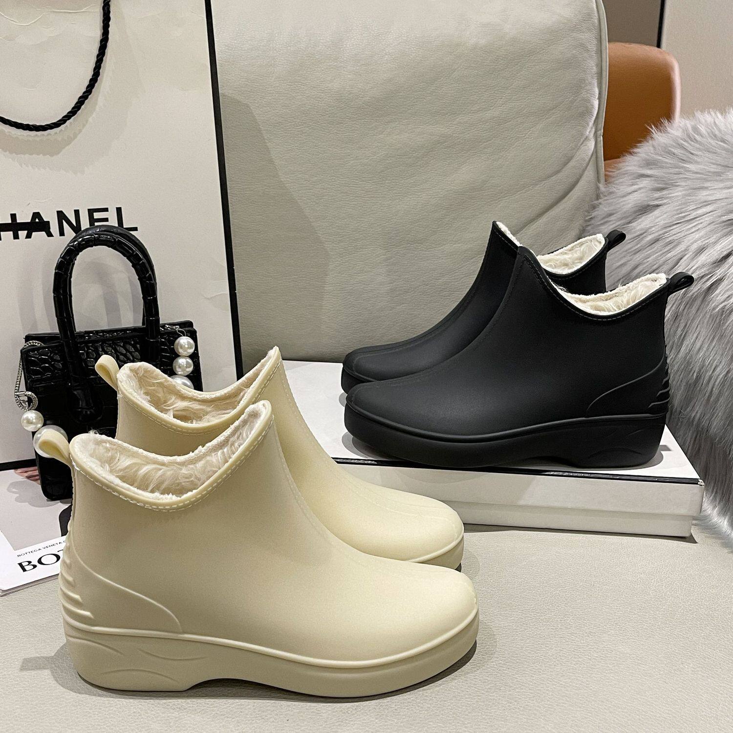 德国品质一体绒雨鞋女款冬季加绒加厚棉鞋防滑耐磨胶鞋防水鞋厨房