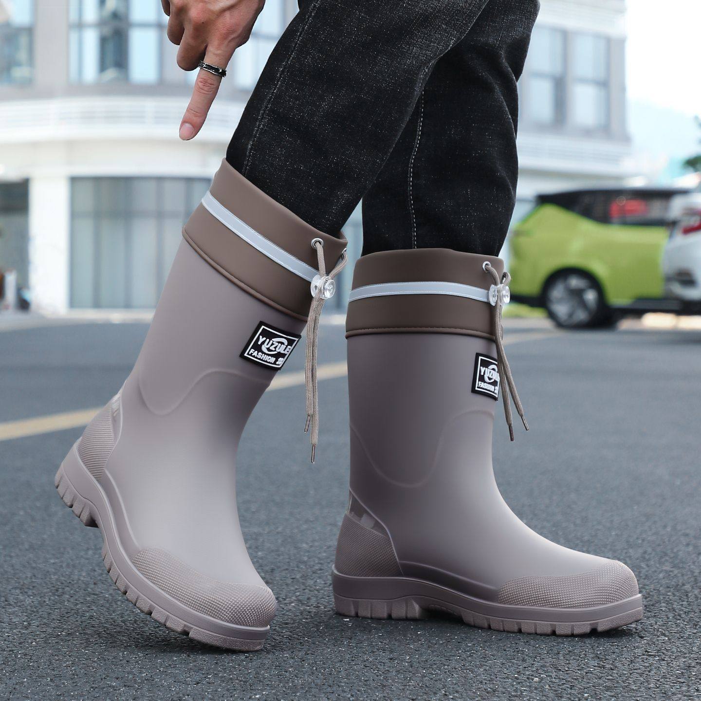 厨房防滑冬天防寒保暖雨鞋男款加绒加厚水鞋男士中筒雨靴防滑耐磨