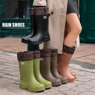 厨房防滑中筒雨鞋女款加厚防滑防水户外溯溪雨靴水鞋加绒成人保暖