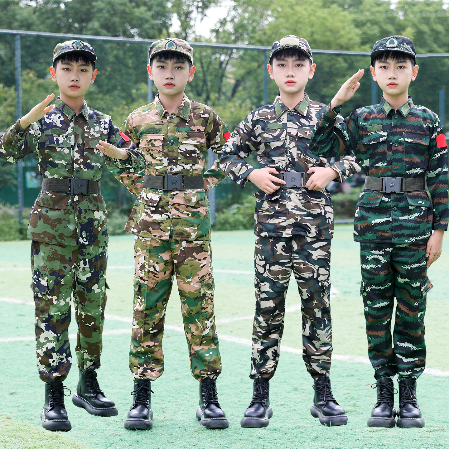 儿童迷彩服套装军训演出服男女童中小学生秋季运动会表演服装新款