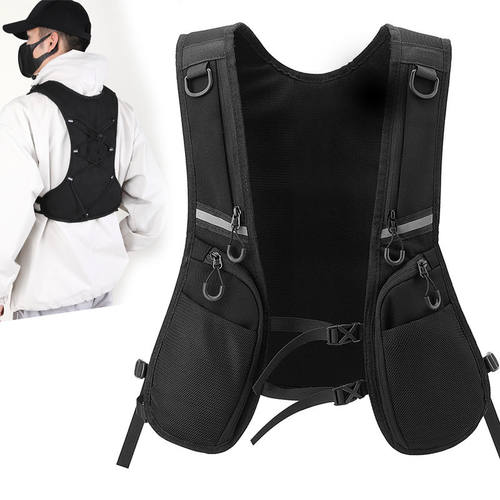 潮酷工装反光机能户外轻便骑行跑步收纳马甲胸包战术行包口袋背心