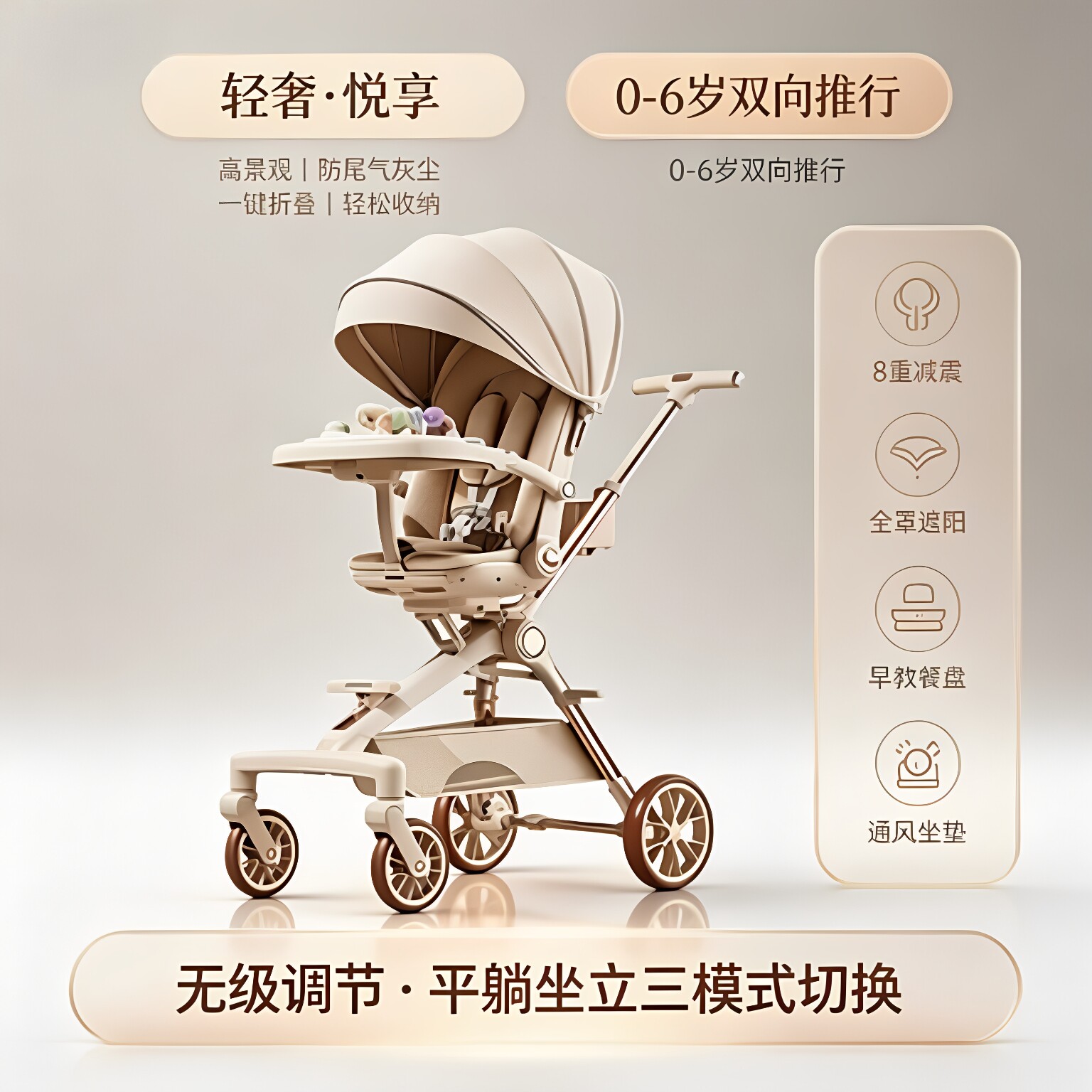 【智能风扇】高景观婴儿推车