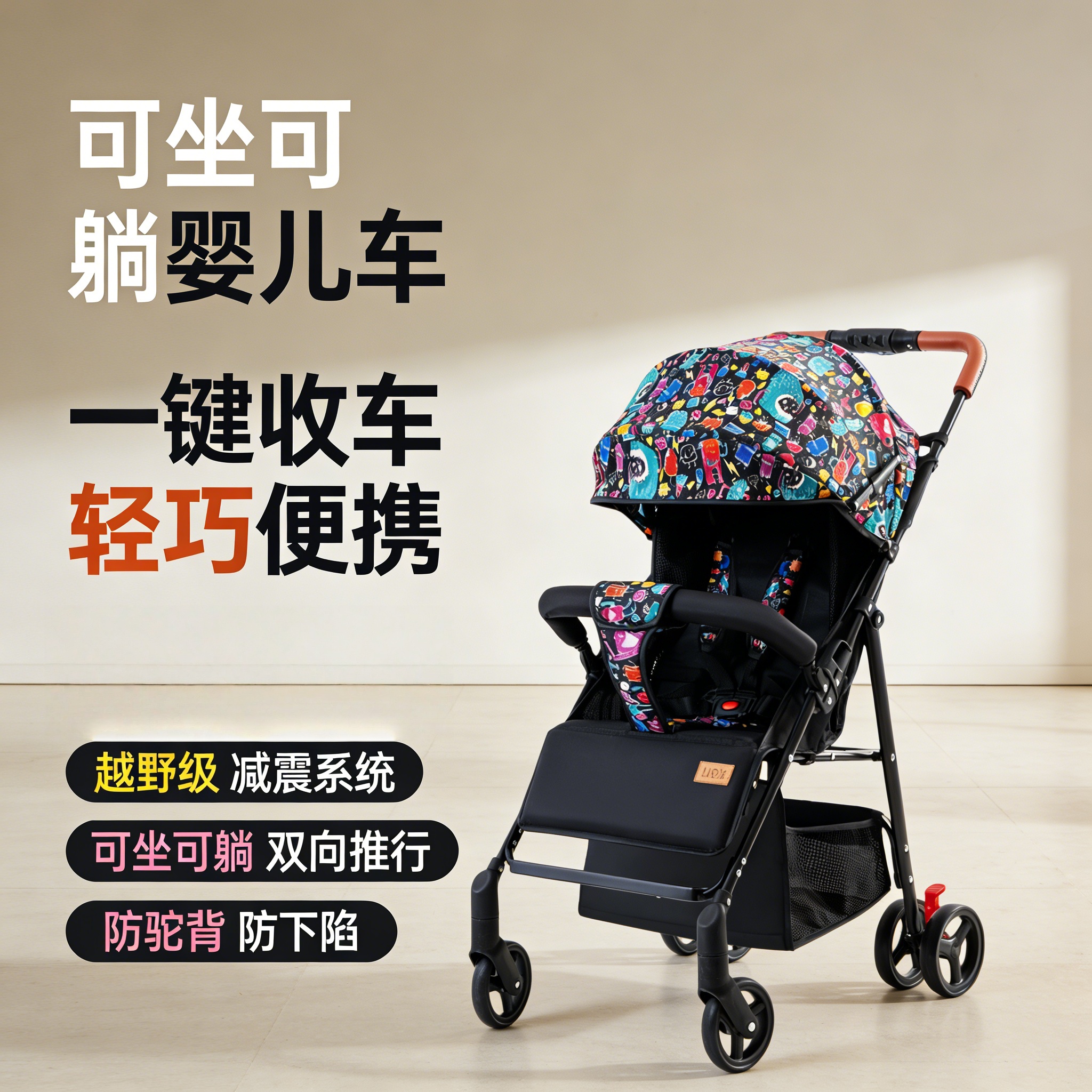 超轻便折叠伞车婴儿推车可坐可躺