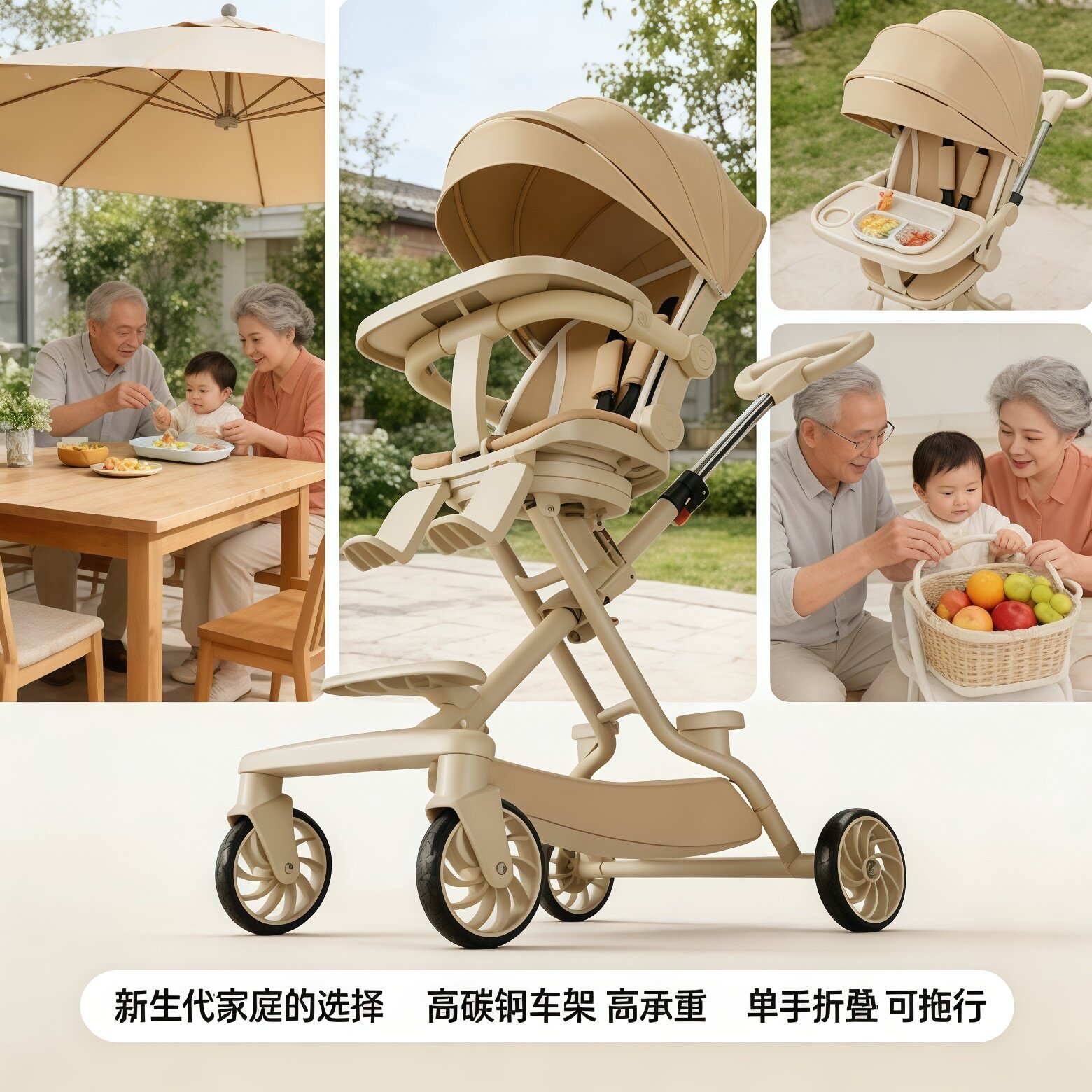 超轻便高景观溜娃神器可坐躺宝宝手推车双向一键折叠婴儿遛娃推车