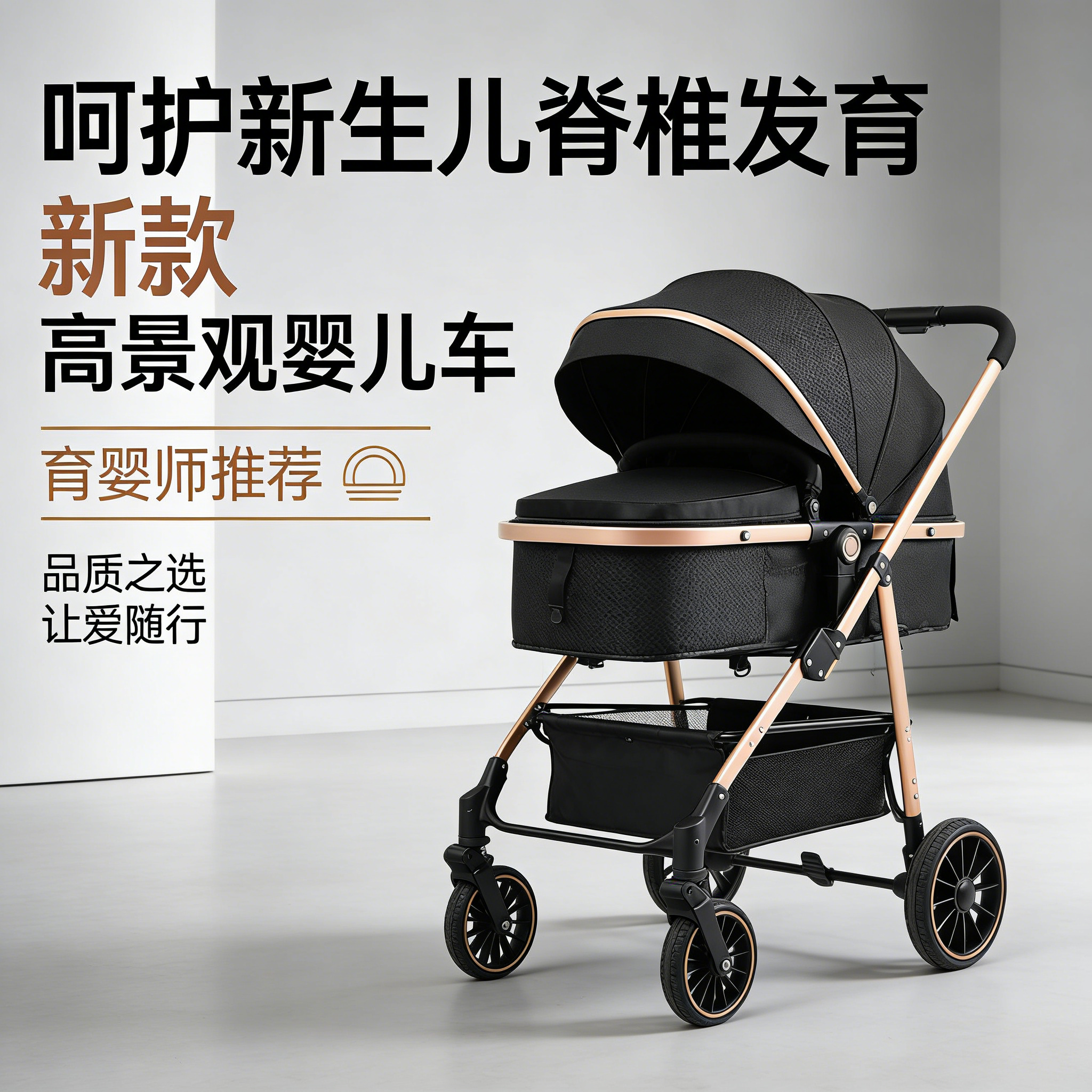 【高景观睡蓝】双向推行婴儿推车