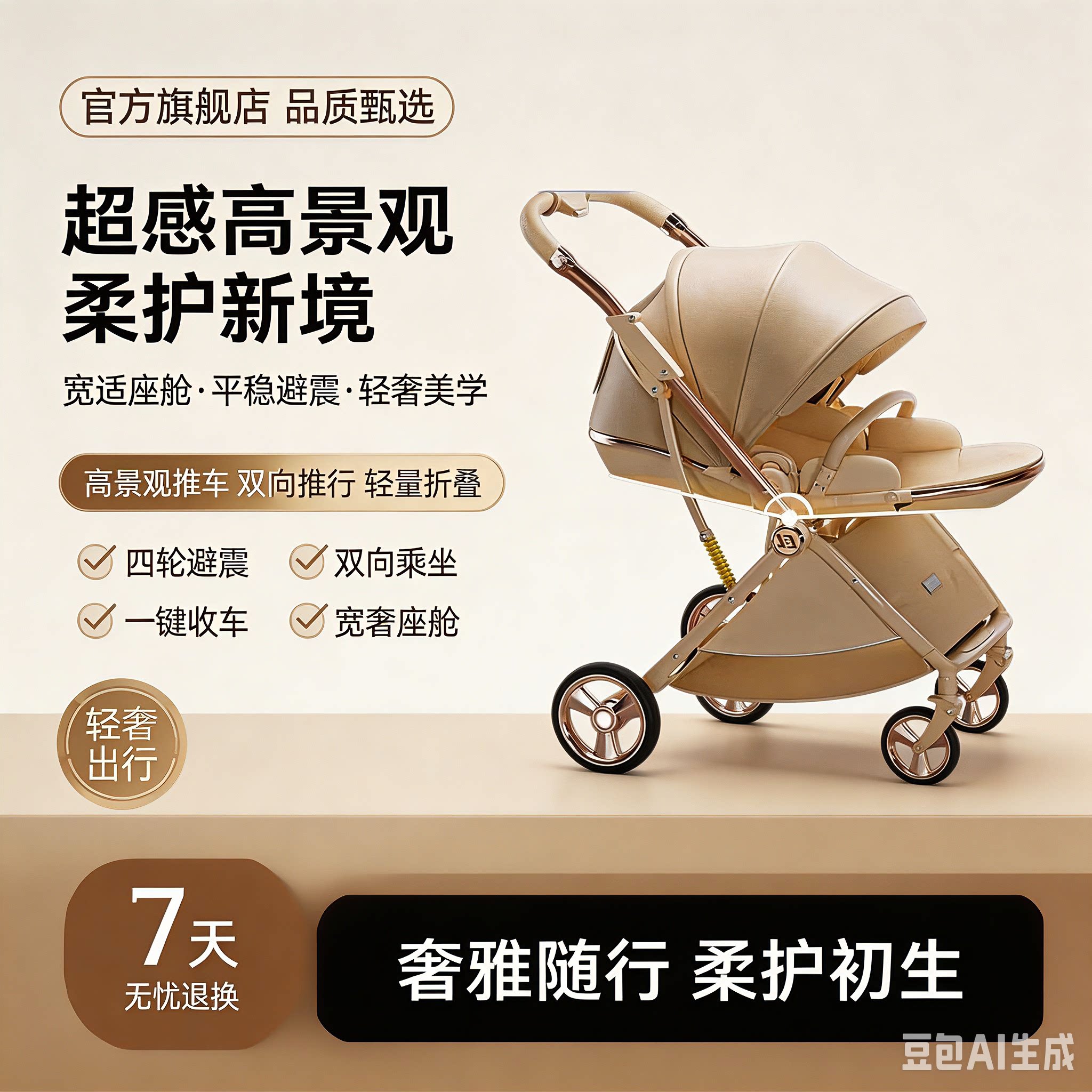 【轻便折叠】双向高景观婴儿推车