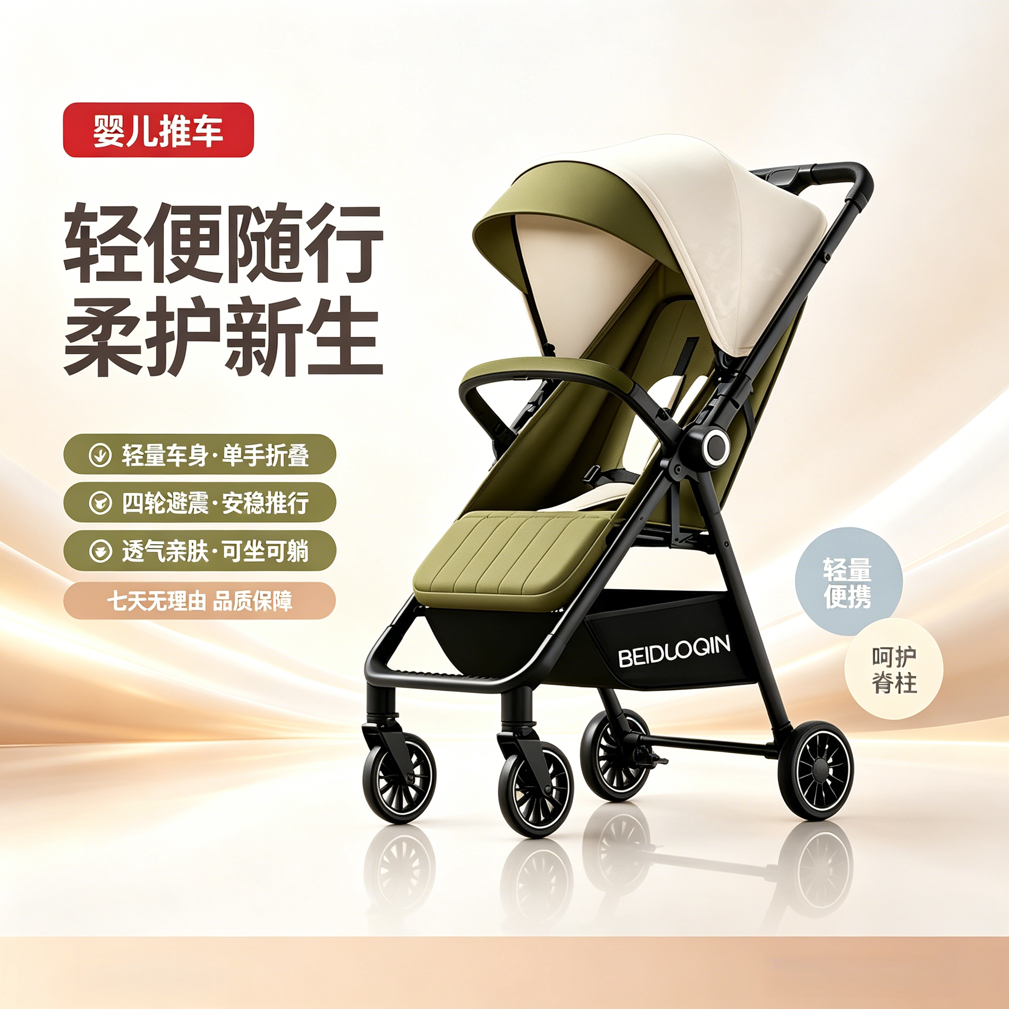 【一键折叠】轻便双向婴儿车可坐
