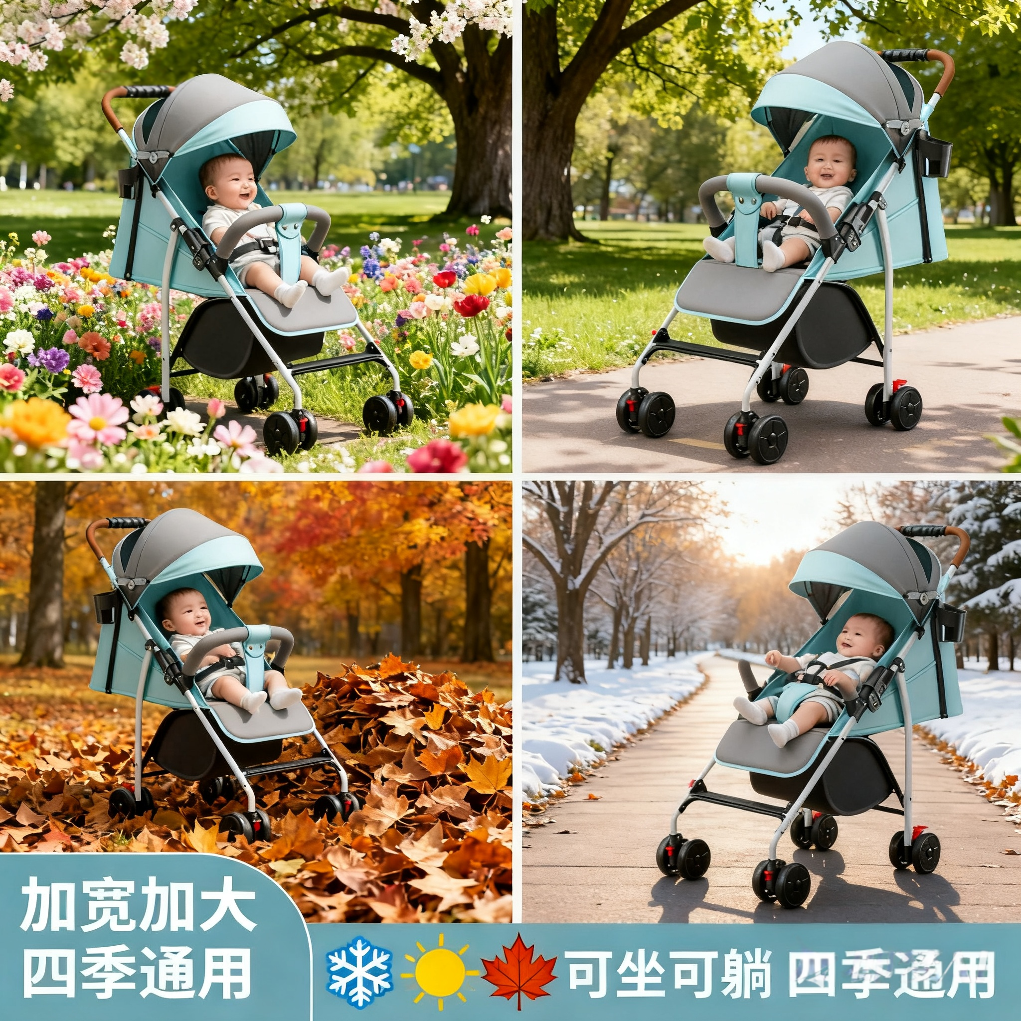 夏季旅行坐躺轻便可折叠婴儿推车