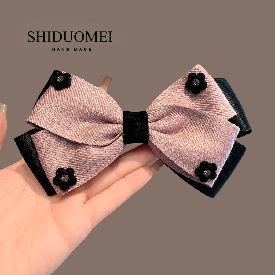 韩系百搭素雅花朵蝴蝶结发夹