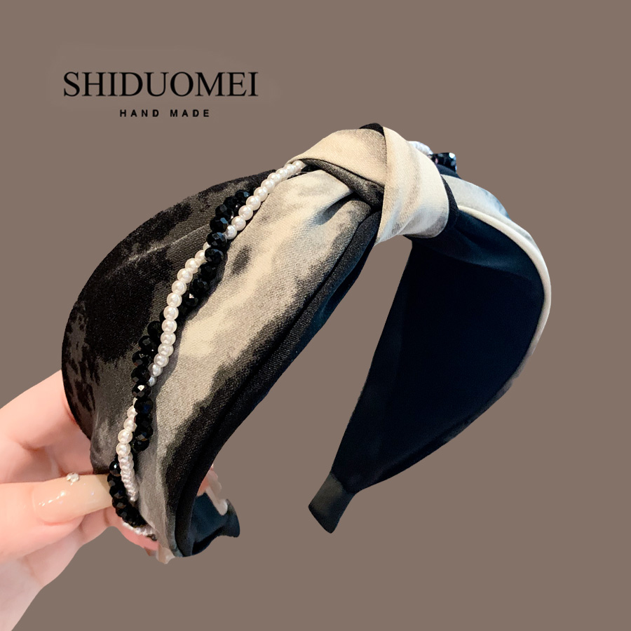 饰多美水墨压发头箍宽边打结