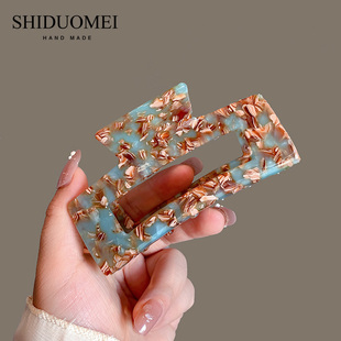 饰多美韩国小众气质抓夹法式 慵懒风长方醋酸发夹简约发抓后脑勺夹