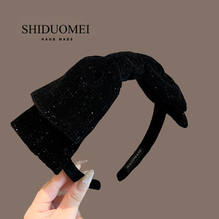 细闪大蝴蝶结发箍女2025新款外出高颅顶发卡气质百搭头箍发捆头饰