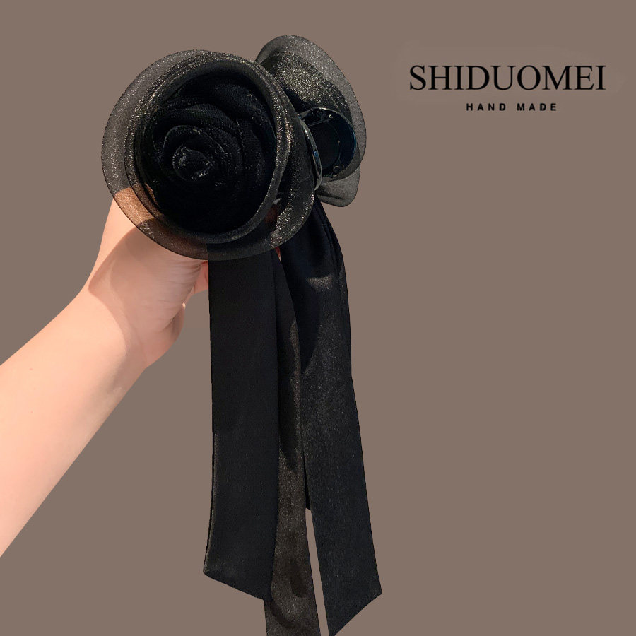 法式复古缎面玫瑰飘带马尾抓夹女高级感气质鲨鱼夹后脑勺盘发抓夹,饰品/流行首饰/时尚饰品新,发饰,淘宝优惠券,粉丝福利购,淘宝优惠卷