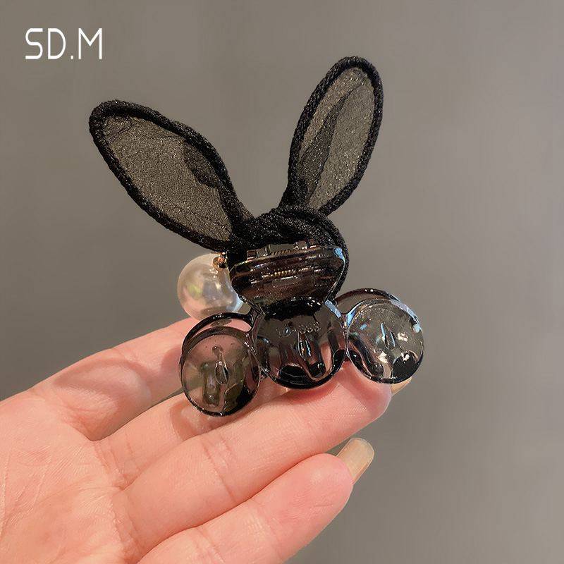 黑色蕾丝兔耳朵小号迷你侧边发夹