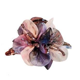 法式晕染梦幻紫色花朵抓夹女大号气质后脑勺鲨鱼夹盘发夹发卡头饰