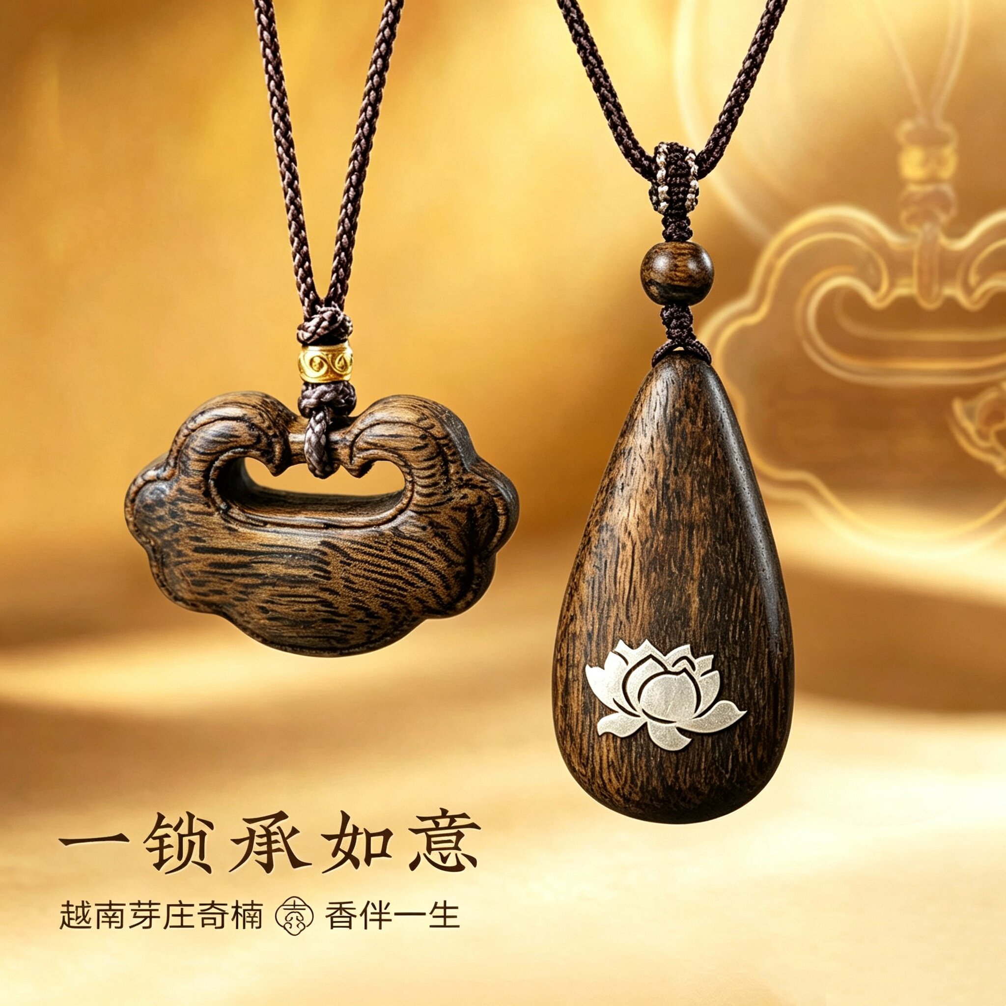 收藏级奇楠沉香转运珠吊坠如意平安锁骨链招财助眠原创女情侣礼物