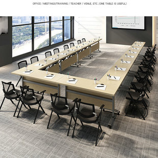培训桌椅会议桌长条桌双层可折叠培训桌移动带轮办公桌培训机构