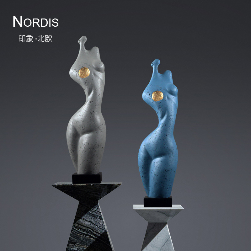 北欧创意客厅玄关人物摆件酒店大堂会所样板间软装饰品雕塑工艺品