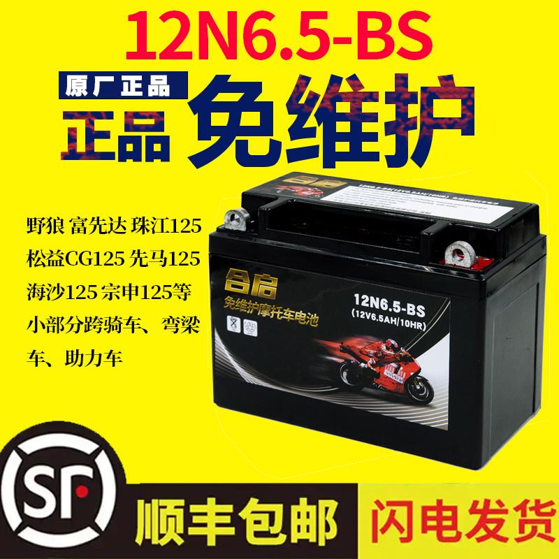 12N6.5-BS摩托车电瓶12V6.5AH蓄电池 宗申天马珠江125男装CG125款