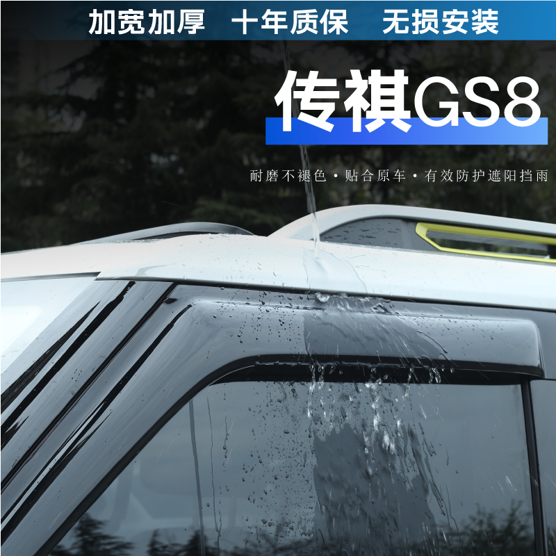 适用传祺GS8黑武士晴雨挡雨眉车门窗防飘雨条挡雨板外饰配件改装