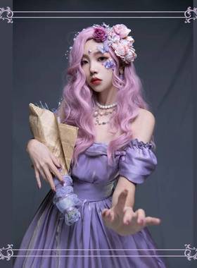 MoonCana普罗旺斯庄园烟紫色色再贩法式claLolita轻lo偏光丝缎